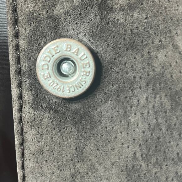 Eddie Bauer Seattle Suede Brown Leather Silver Button Washable Casual Comfy PS - Picture 3 of 7